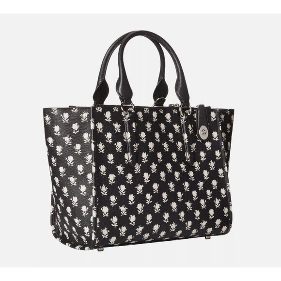 Coach Crosby Carryall Satchel in Floral Crossgrain Leather Crossbody Purse Bag - Picture 6 of 16